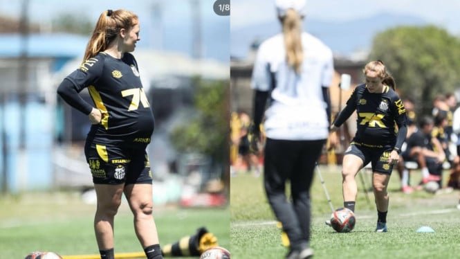Esta futbolista sigue entrenando mientras tiene 8 meses de embarazo