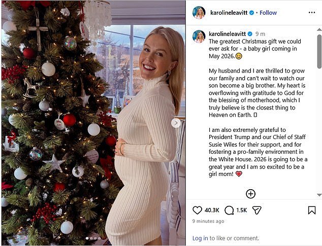 Caroline Leavitt revela que está embarazada de una niña: «El mejor regalo de Navidad que podríamos pedir»