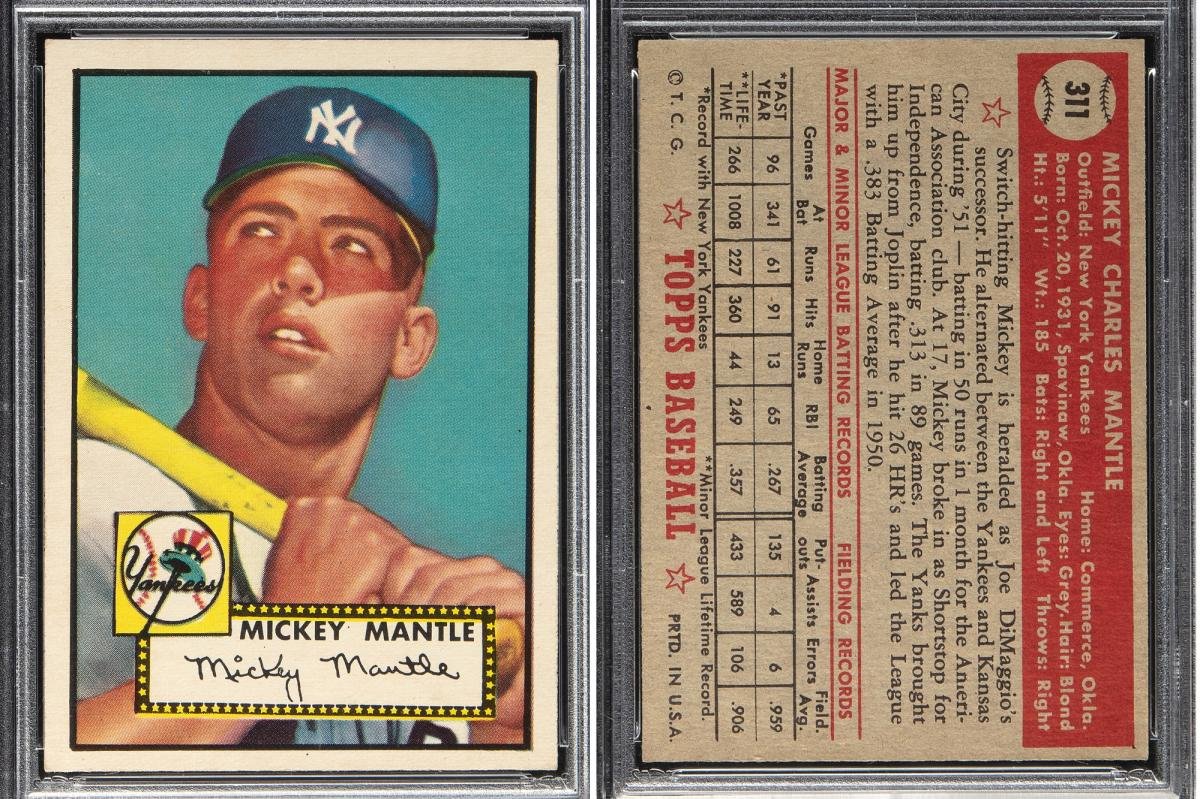 Tarjetas de béisbol exclusivas de Mickey Mantle pueden venderse por más de $1,50 en una subasta