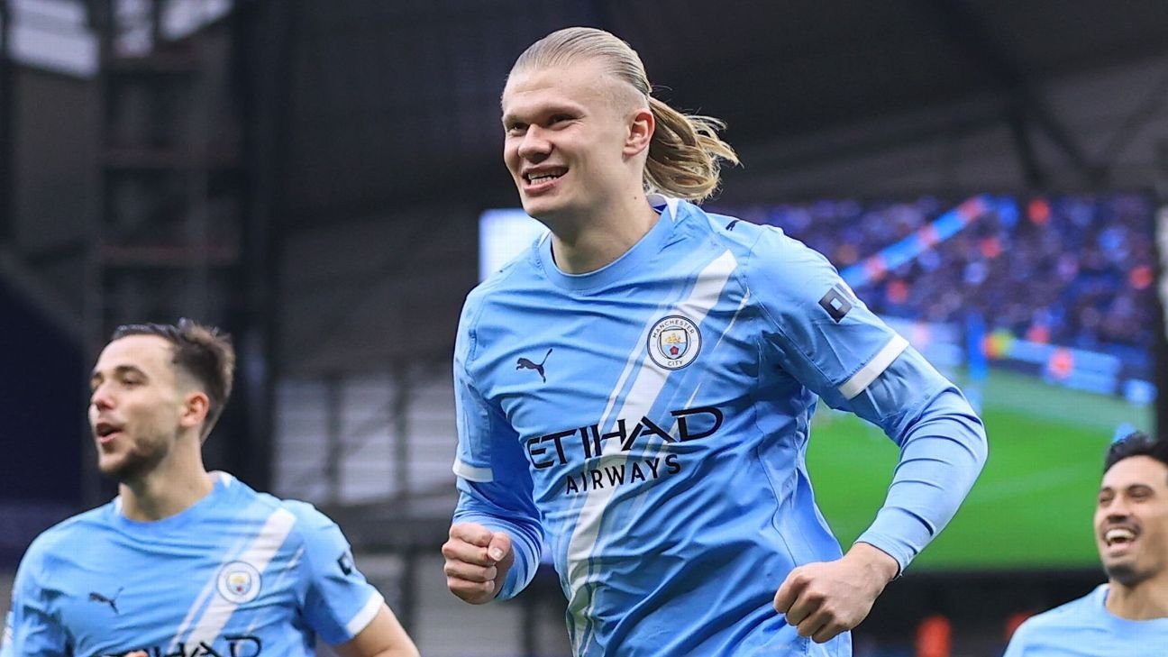 Erling Haaland del Manchester City bate el récord de Alan Shearer con su gol número 100