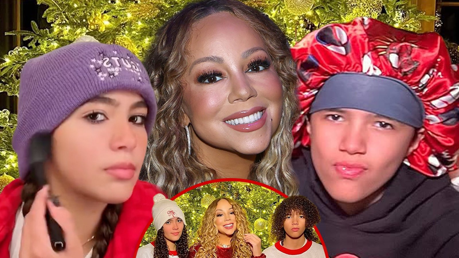Los gemelos de Mariah Carey lucen su mercancía navideña en una rara foto familiar