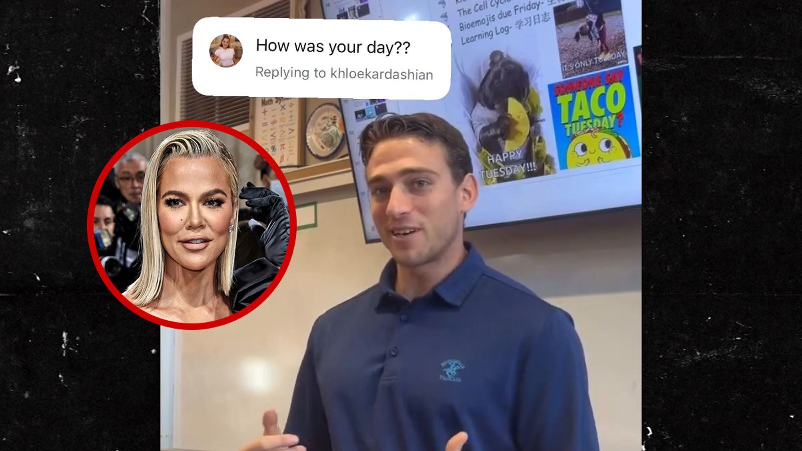 El sexy profesor disparó su tiro después de que Khloé Kardashian coqueteara con él en sus comentarios