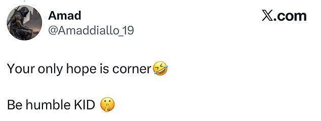 La estrella del Man United, Amad Diallo, se burla del Arsenal, cuya «única esperanza es un córner», después de que los hombres de Michael Carrick humillaran a los líderes de la Premier League y sonaran las alarmas para Patrick Vieira.