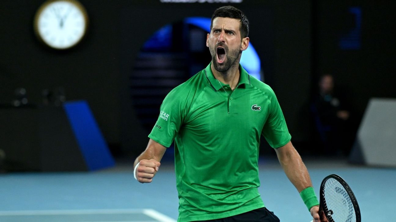 Novak Djokovic vence a Janic Sinner en un thriller de semifinales de 5 sets