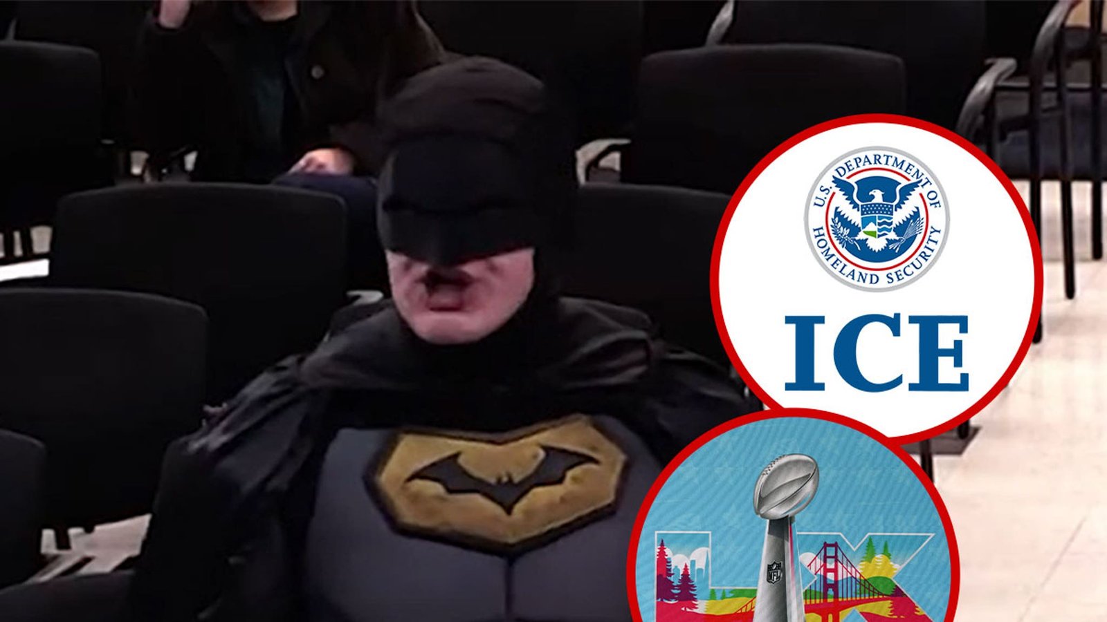 Hombre vestido como Batman destroza el Ayuntamiento de Santa Clara en cooperación con ICE