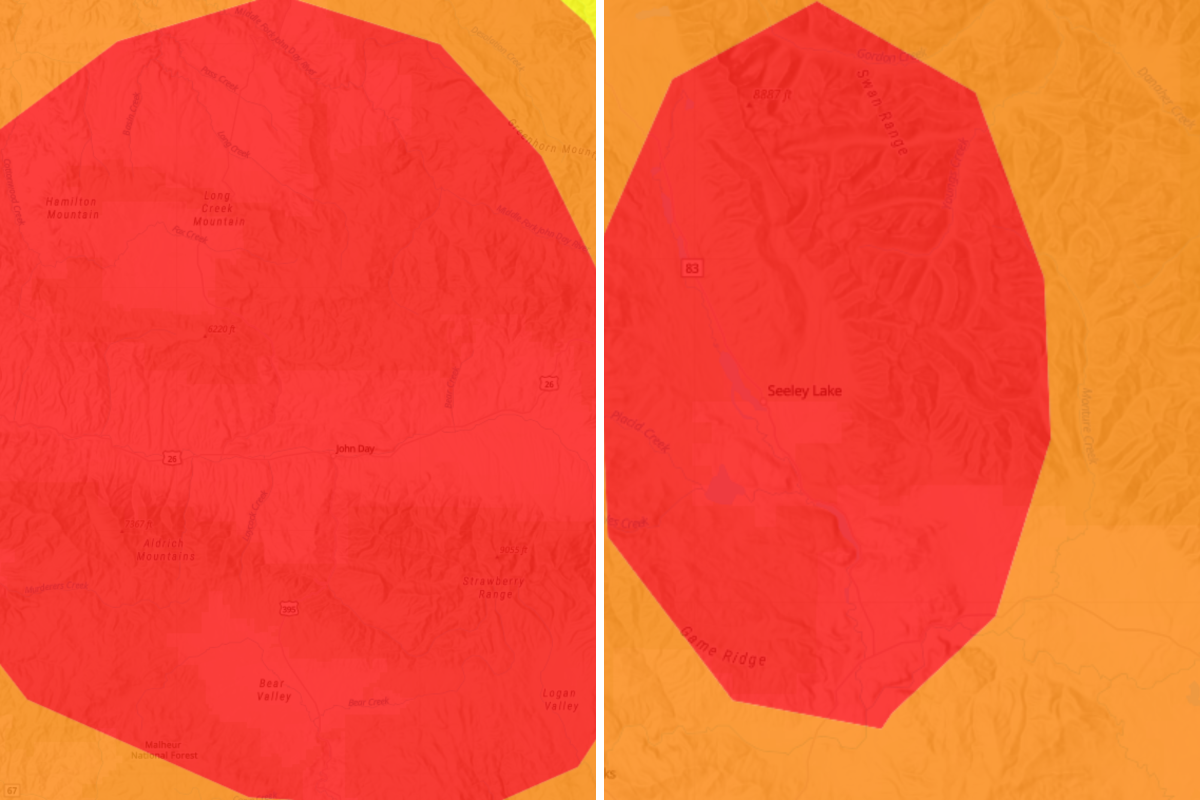 Se recomendó a miles de personas en Oregón y Montana que permanecieran en casa.