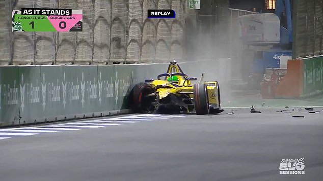 La hija de Richard Hammond gritó ‘¡Joder, eso da miedo!’ tras estrellarse contra un muro de hormigón en la carrera de Fórmula E.