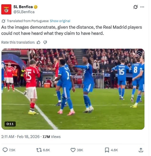 Benfica publica nuevas imágenes de la disputa por racismo para no creer en las afirmaciones públicas de que los jugadores del Real Madrid mintieron sobre el abuso de Vinicius Jr – Publicado a las 2pm