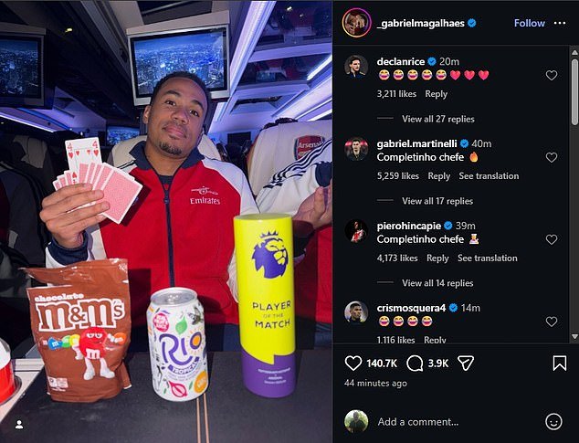 La estrella del Arsenal, Gabriel, se burló cruelmente de los Spurs en las redes sociales cuando vencieron a sus rivales del norte de Londres para quedar entre los cinco primeros, mientras los fanáticos con ojos de águila vieron al rival etiquetado en la imagen.