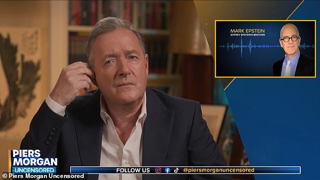 El hermano de Jeffrey Epstein, Piers Morgan, dice que un nuevo informe muestra que un pedófilo fue asesinado, antes de salir furioso de la entrevista cuando se le preguntó sobre las víctimas.