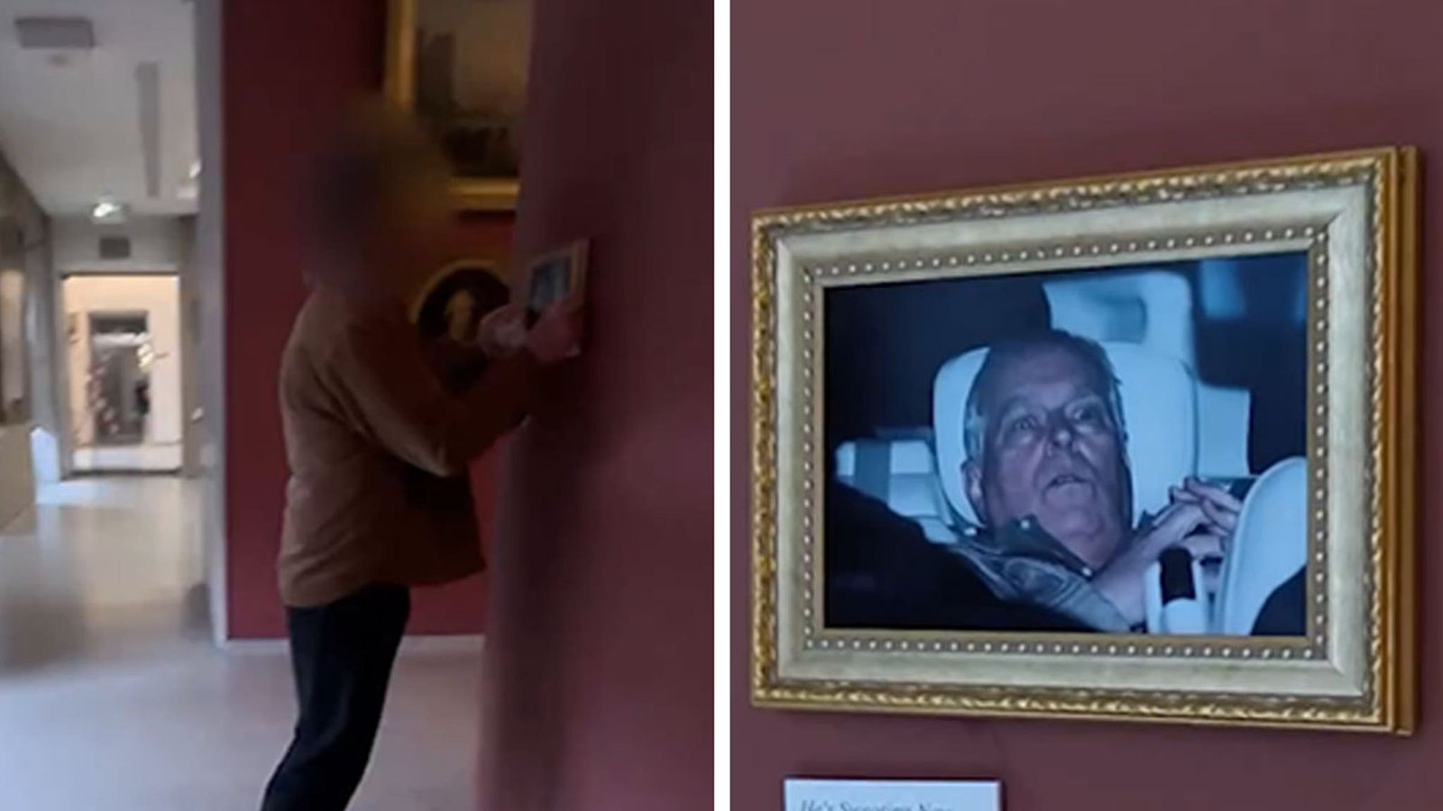 Una famosa foto posterior al arresto del ex príncipe Andrés cuelga dentro del Museo del Louvre