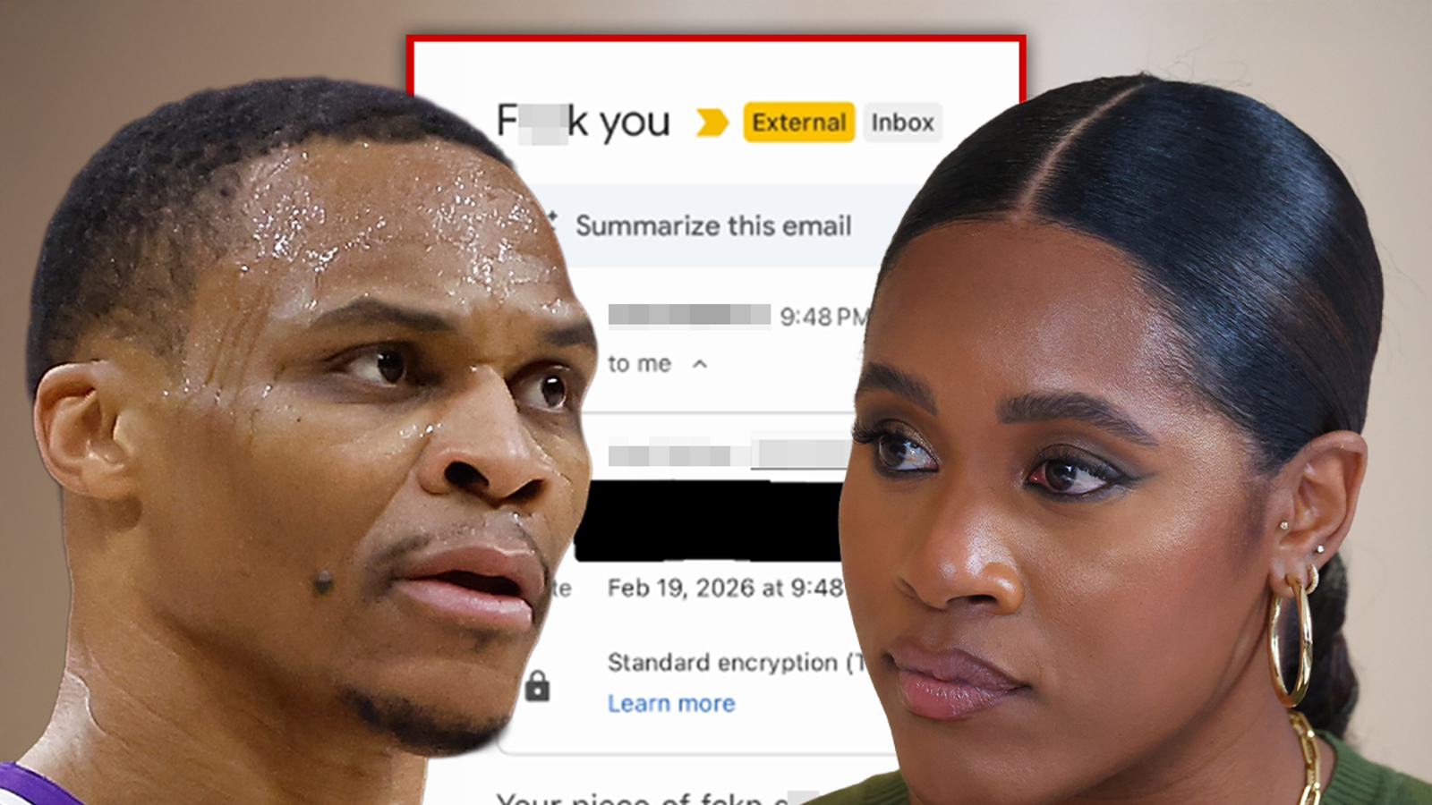 El correo electrónico de un fan enojado que la esposa de Russell Westbrook les desea una muerte espantosa