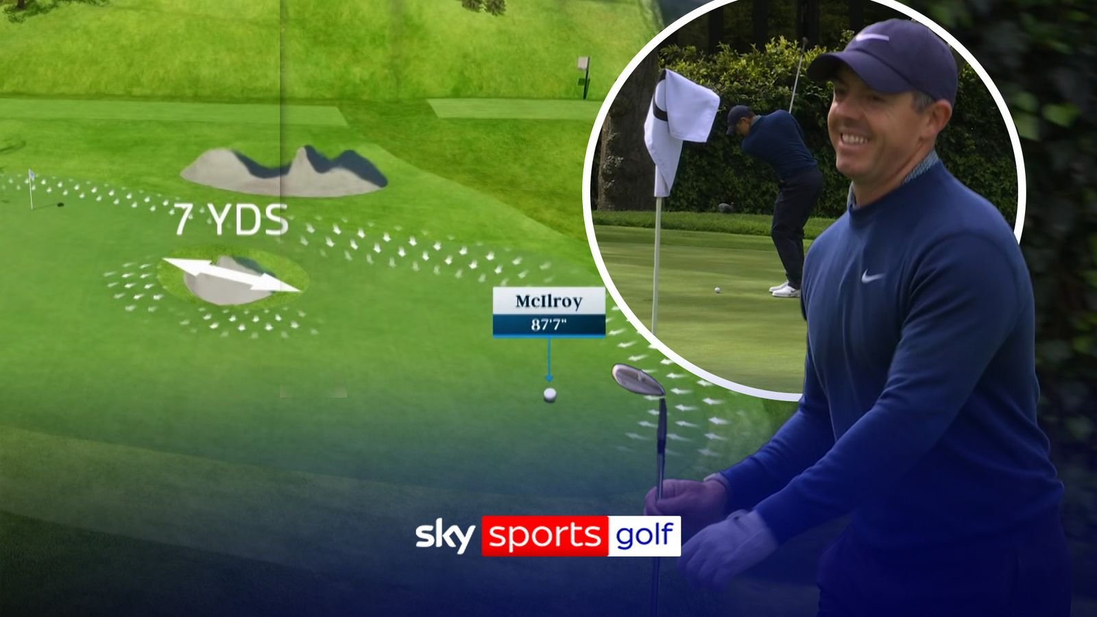 ¡McIlroy realiza un inesperado tiro en cuña en el green para evitar el bunker!