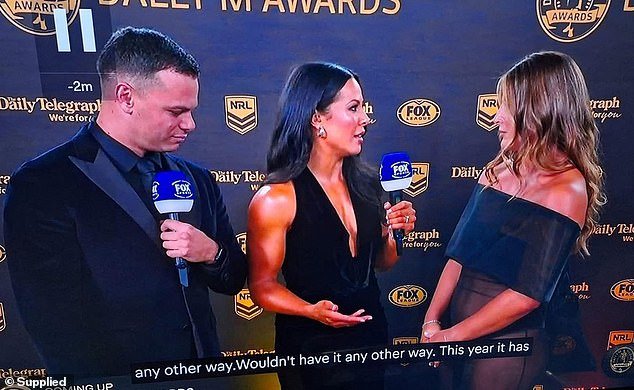 El presentador de fútbol Jake Duke revela lo que realmente sucedió cuando ‘vio una estrella de la NRLW’ en la noche de premios más importante de la liga.