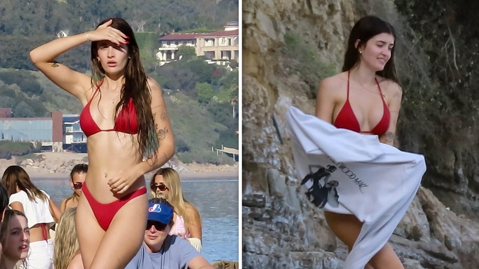 Sami Sheen brilla en bikini rojo en la playa de Malibú